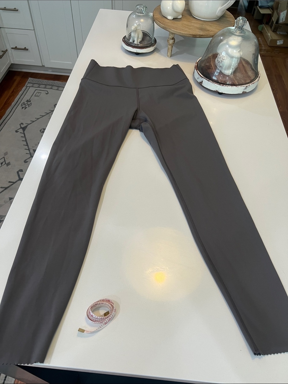 H&M Scalloped Waist High-Rise Leggings - Charcoal Gray